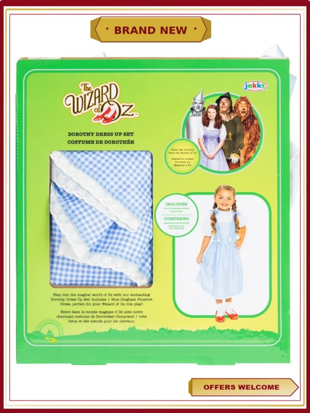 Dorothy Wizard of Oz Girls Costume Dress Pretend Play Dress Up
